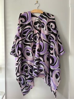 Swirled Pink & Purple Kimono Cover-Up